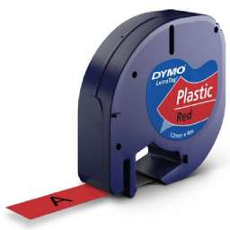 Banda adeziva Dymo LetraTag S0721630, 12mm x 4m, Negru pe Rosu ( MLX-00-00001244 ) [photo_00]