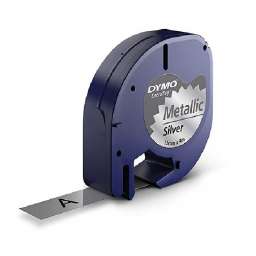 Banda adeziva Dymo LetraTag S0721730, 12mm x 4m, Negru pe Argintiu ( MLX-00-00001247 ) [photo_00]