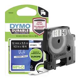 Banda adeziva Dymo D1 1978364 (Durable), 12mm x 5.5m, Negru pe Alb ( MLX-00-013939 ) [photo_00]